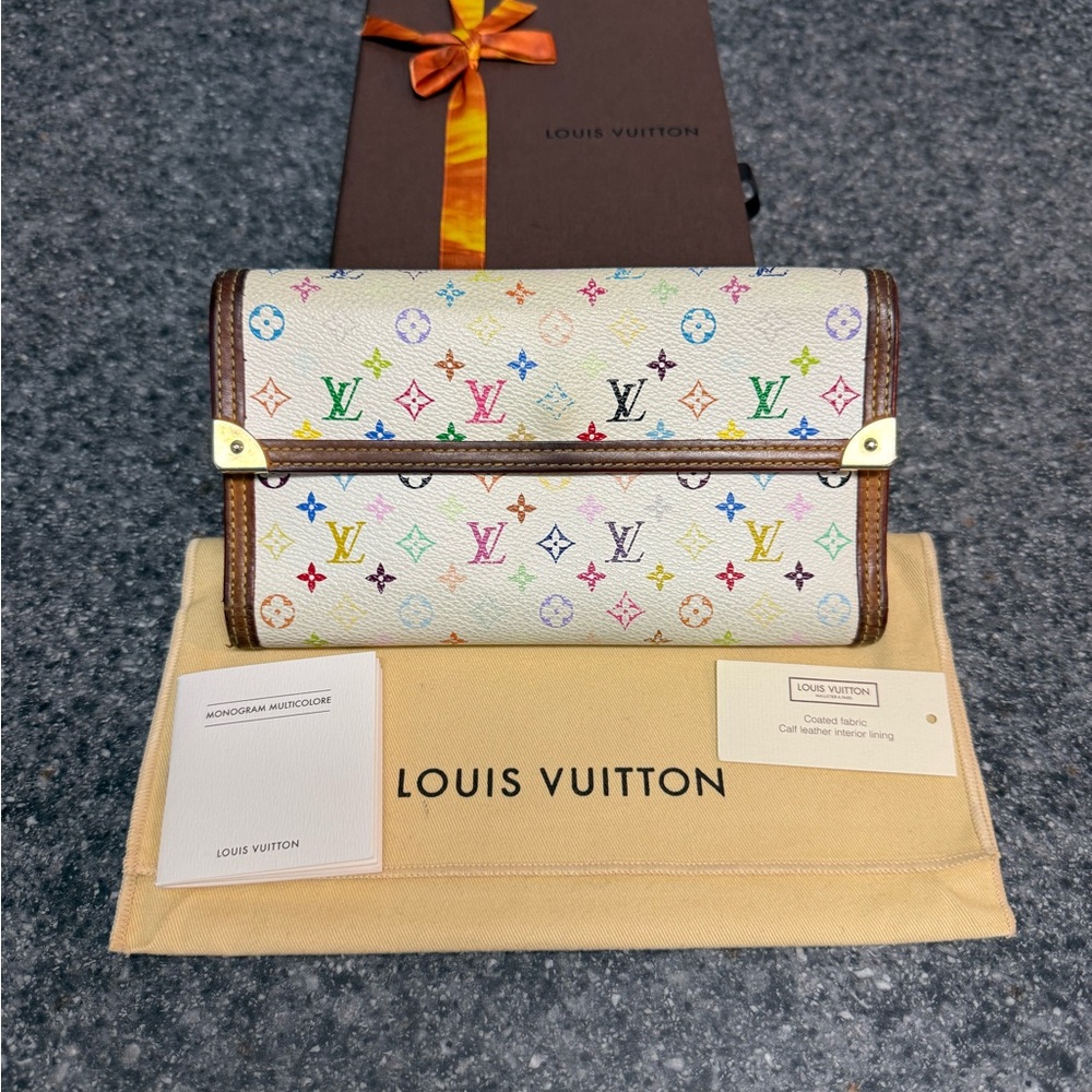 Louis Vuitton White Takashi Murakami Multicolor Monogram International Wallet